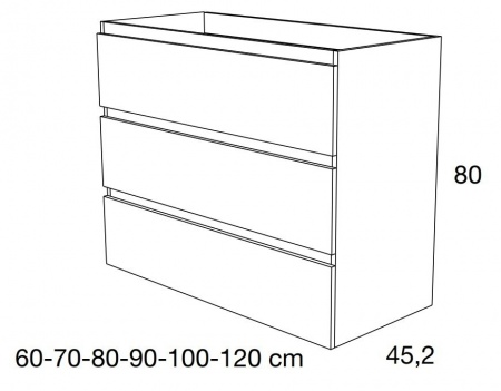 Meuble de salle de bains LUNA - 120cm - 3 Tiroirs avec SIMPLE vasque PLUS