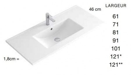 Meuble de salle de bains LUNA - 120cm - 3 Tiroirs avec SIMPLE vasque PLUS