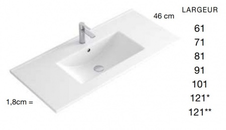 Meuble de salle de bains LUNA - 80cm - 2 Tiroirs avec vasque PLUS